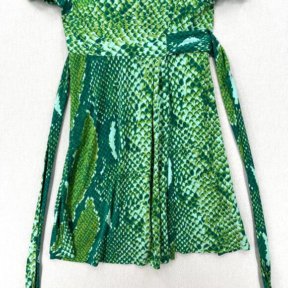 DIANE VON FURSTENBERG Suron Python Wrap Dress Womens 8 Green Sleeveless Vneck - Picture 8 of 13
